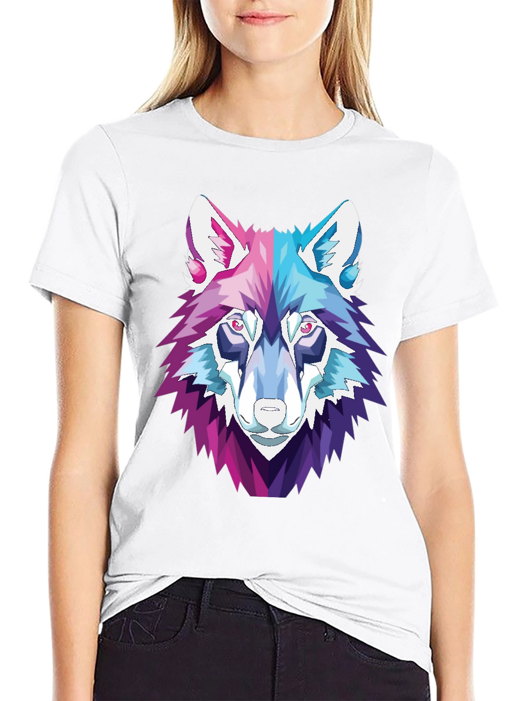 Geometric Wolf Head Graphic T-Shirt