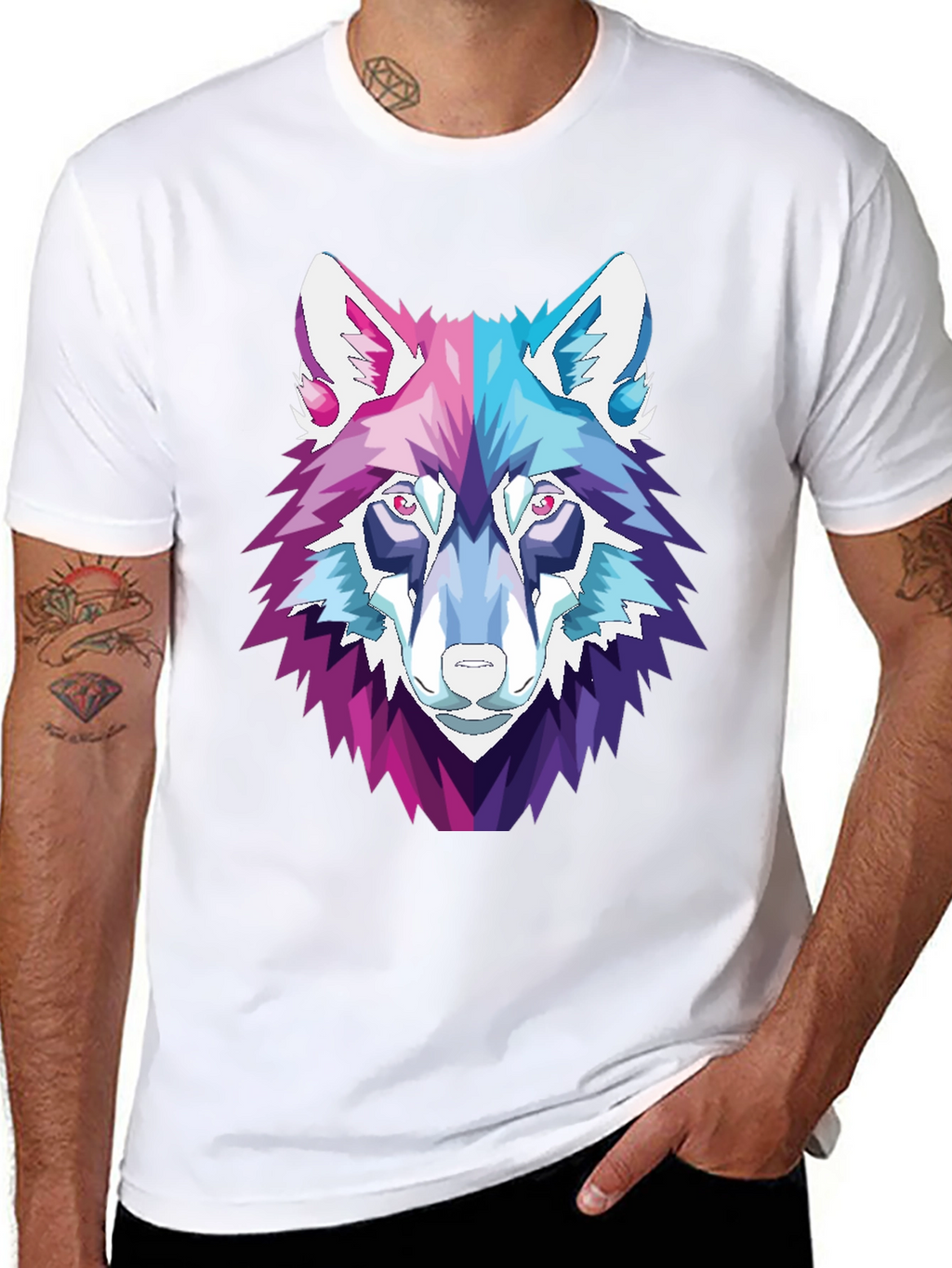 Geometric Wolf Head Graphic T-Shirt