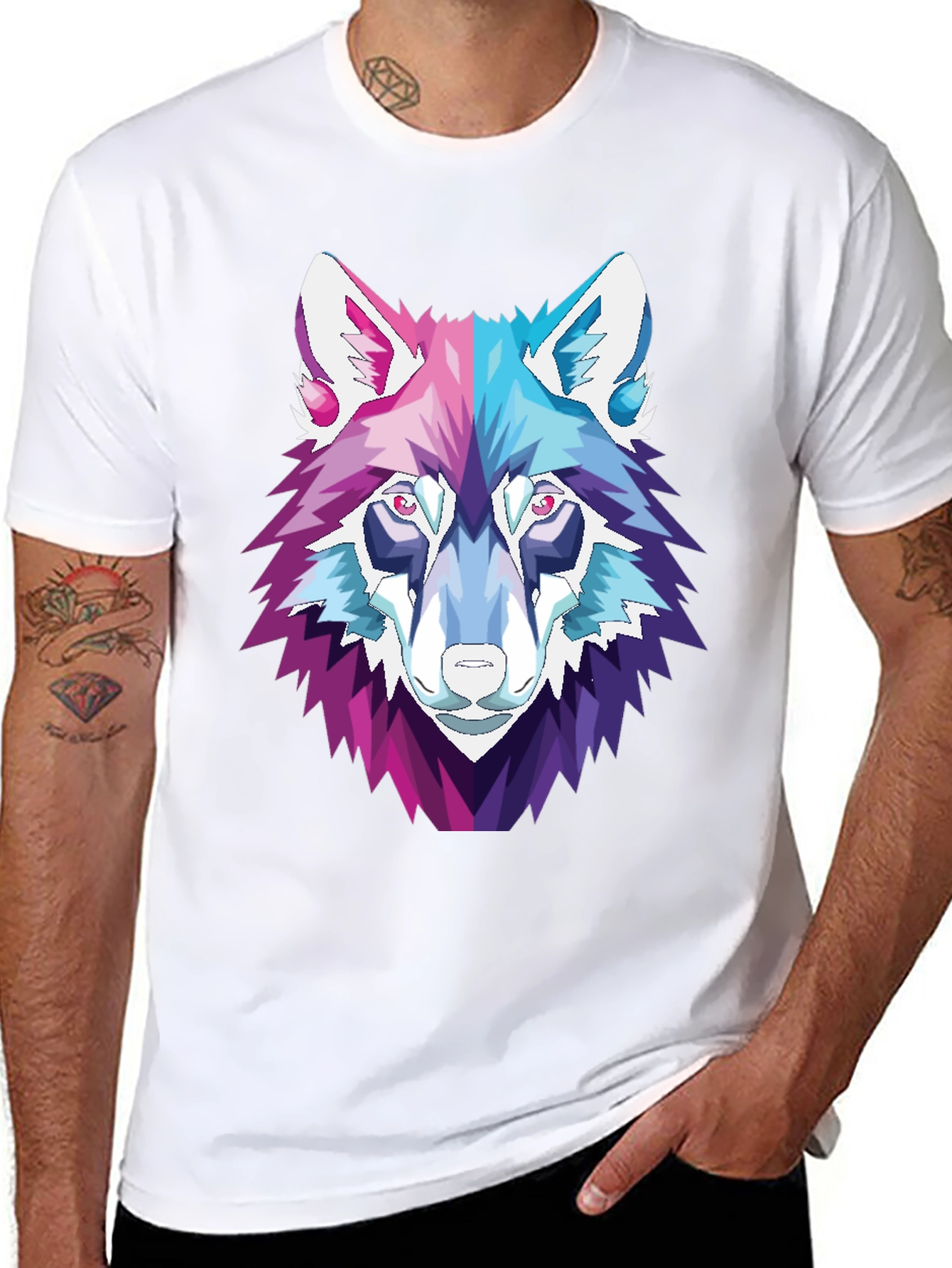 Geometric Wolf Head Graphic T-Shirt