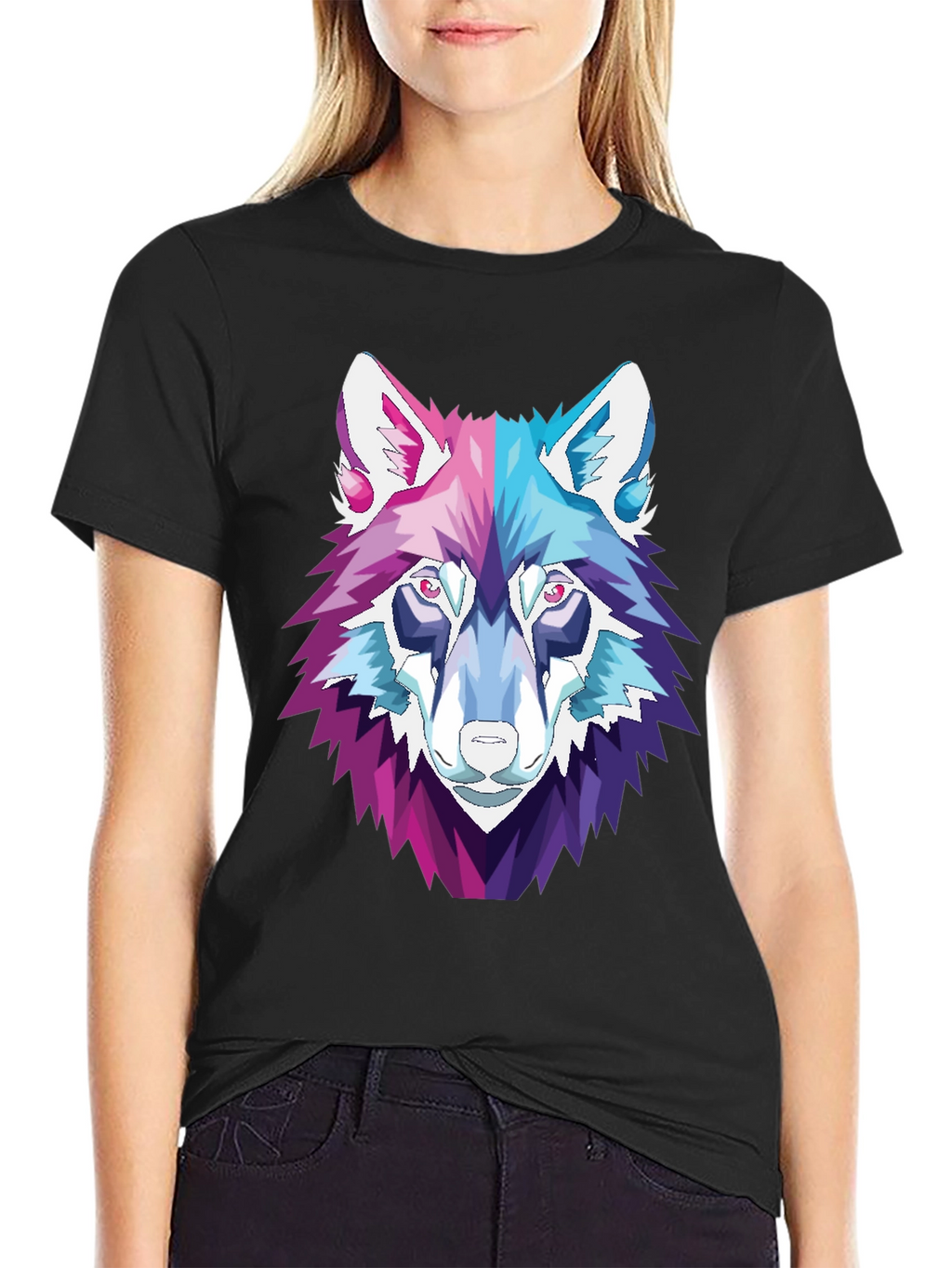 Geometric Wolf Head Graphic T-Shirt