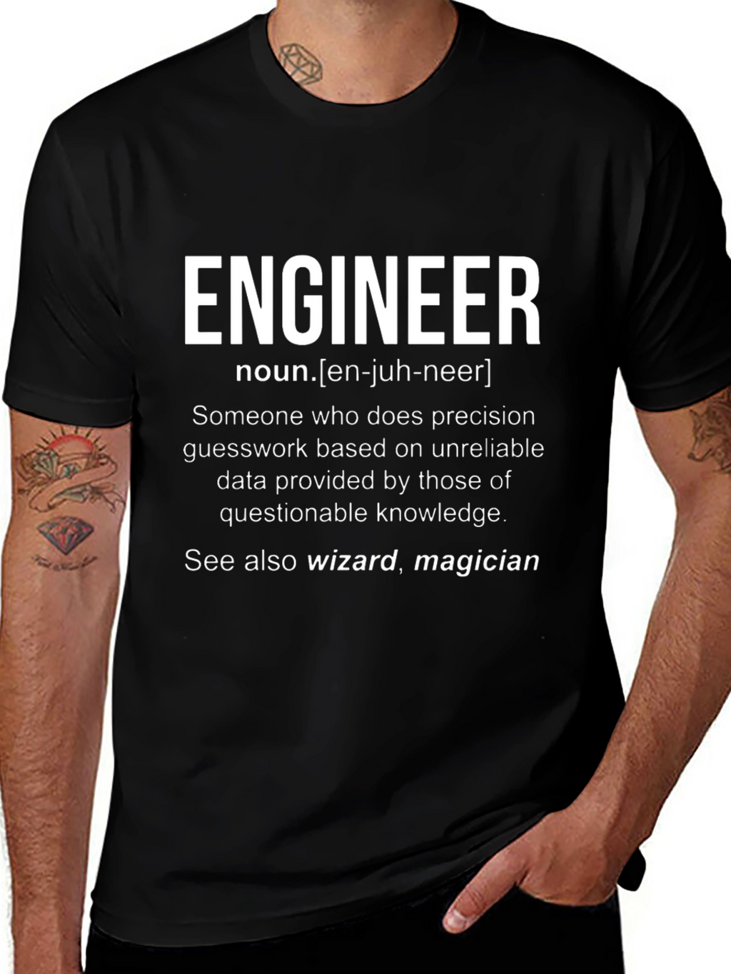 Engineer Definition Black T-Shirt - Funny Gift