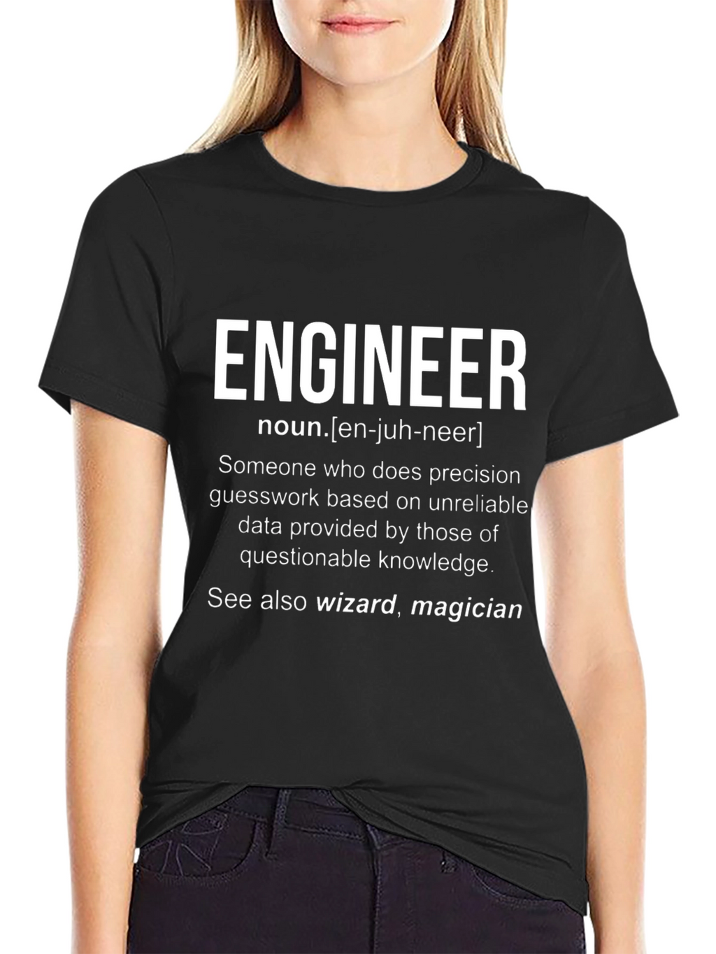 Engineer Definition Black T-Shirt - Funny Gift