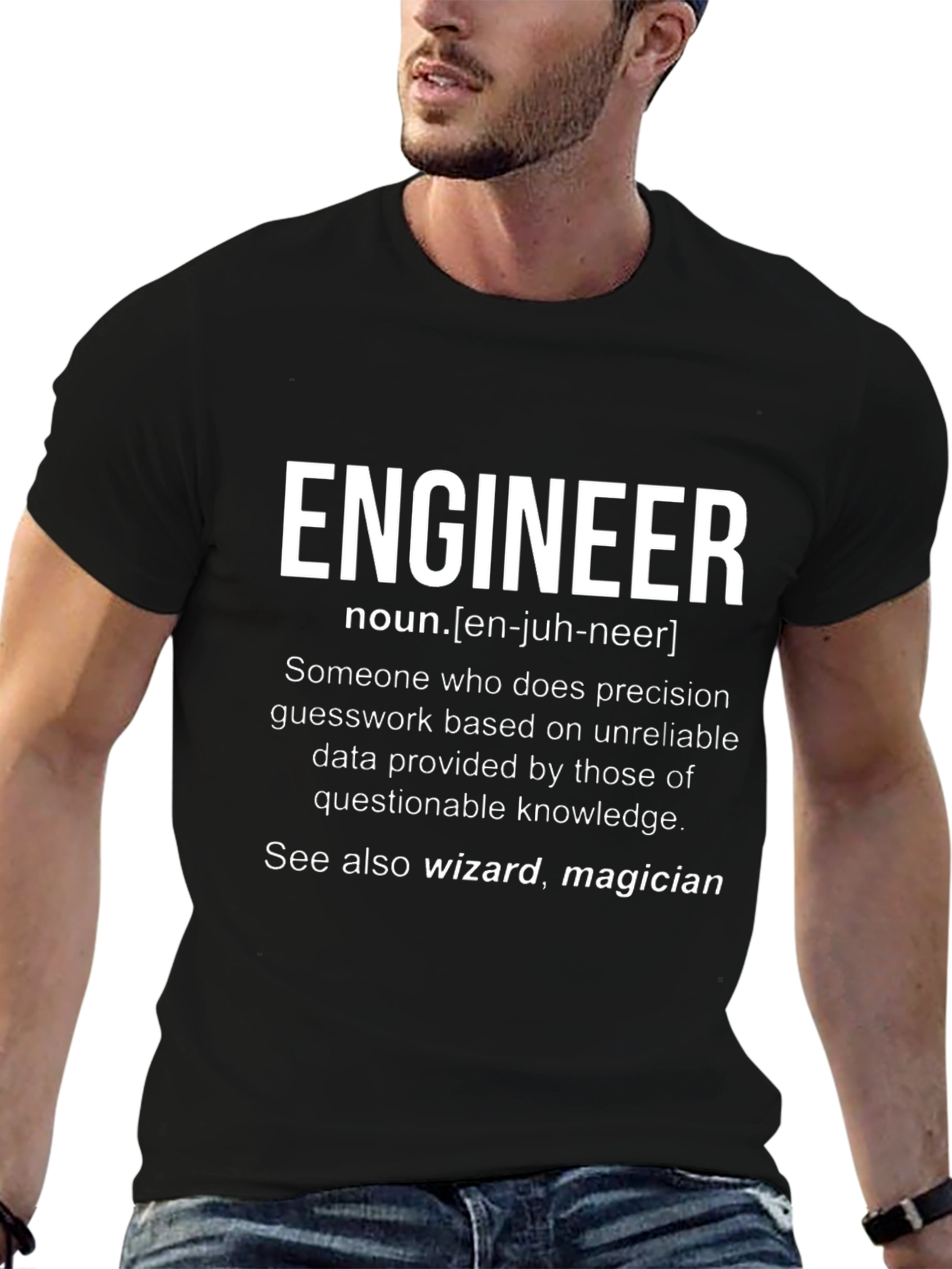 Engineer Definition Black T-Shirt - Funny Gift