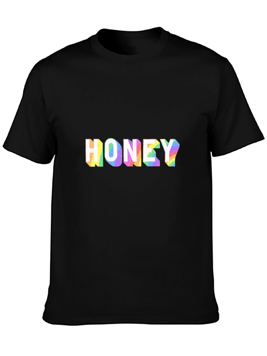 Honey Rainbow Print Black T-Shirt