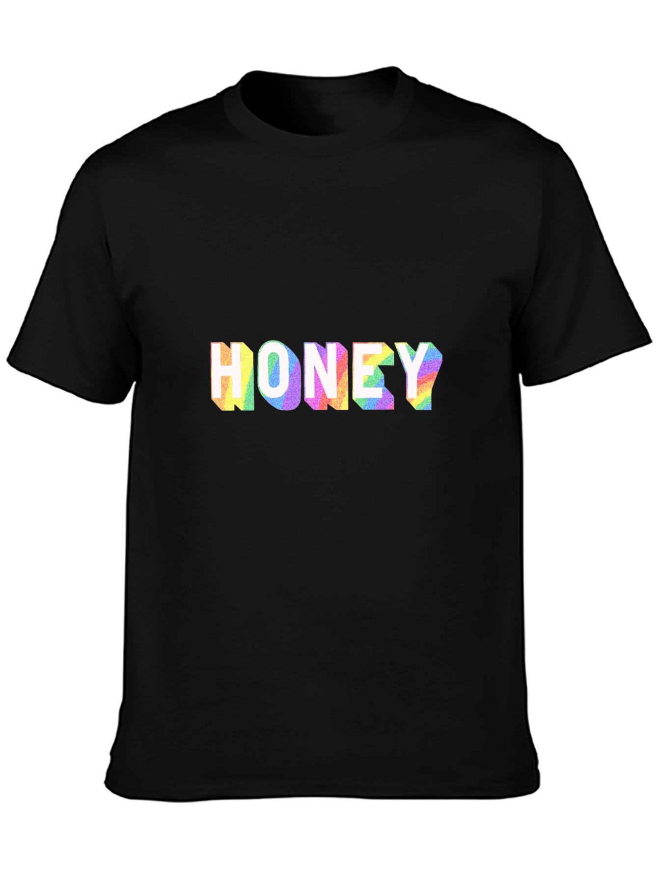 Honey Rainbow Print Black T-Shirt
