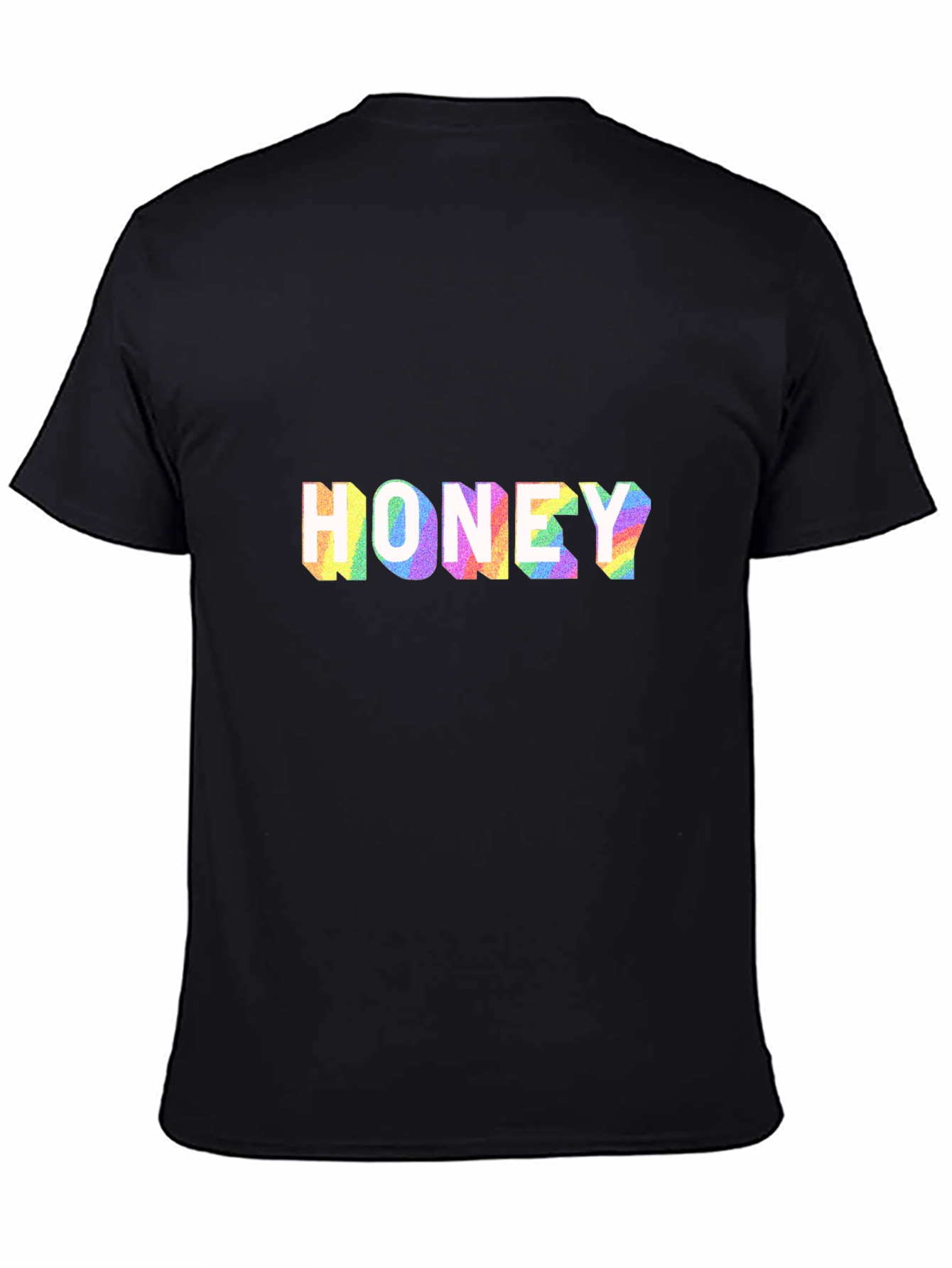 Honey Rainbow Print Black T-Shirt