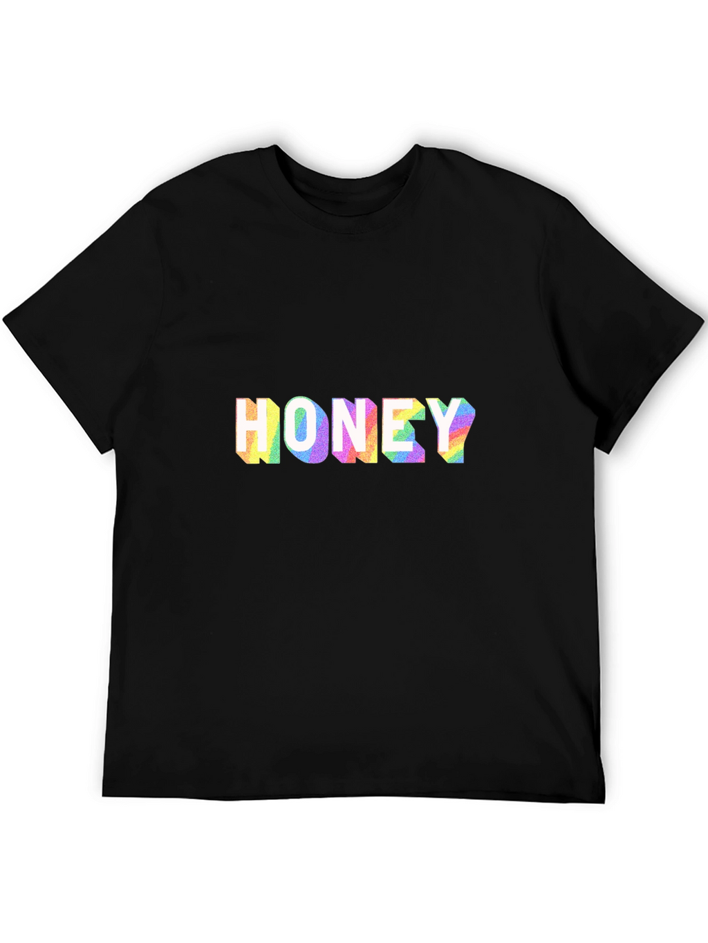 Honey Rainbow Print Black T-Shirt