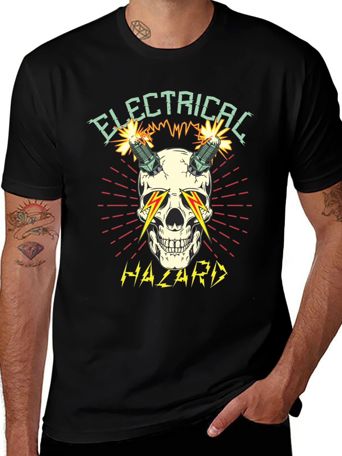 Electrical Hazard Skull Graphic T-Shirt