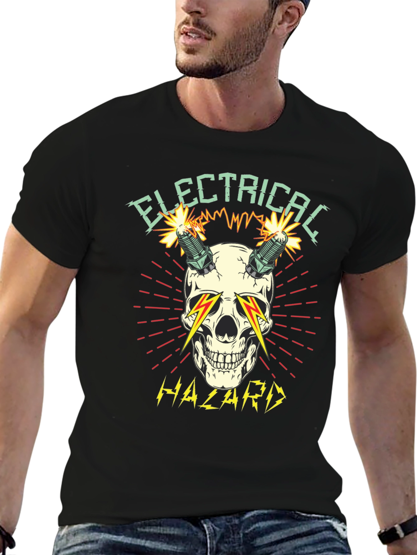 Electrical Hazard Skull Graphic T-Shirt