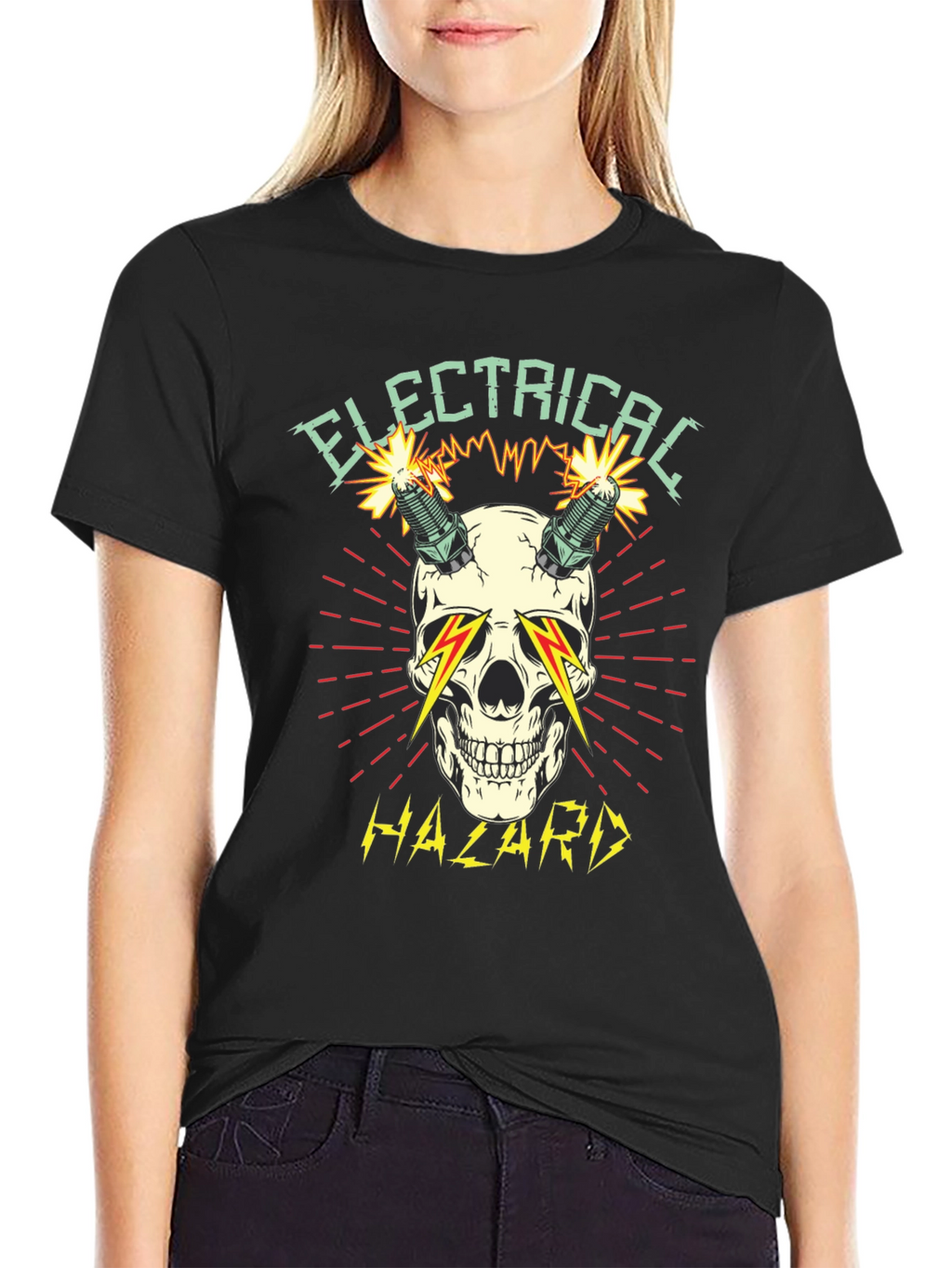 Electrical Hazard Skull Graphic T-Shirt