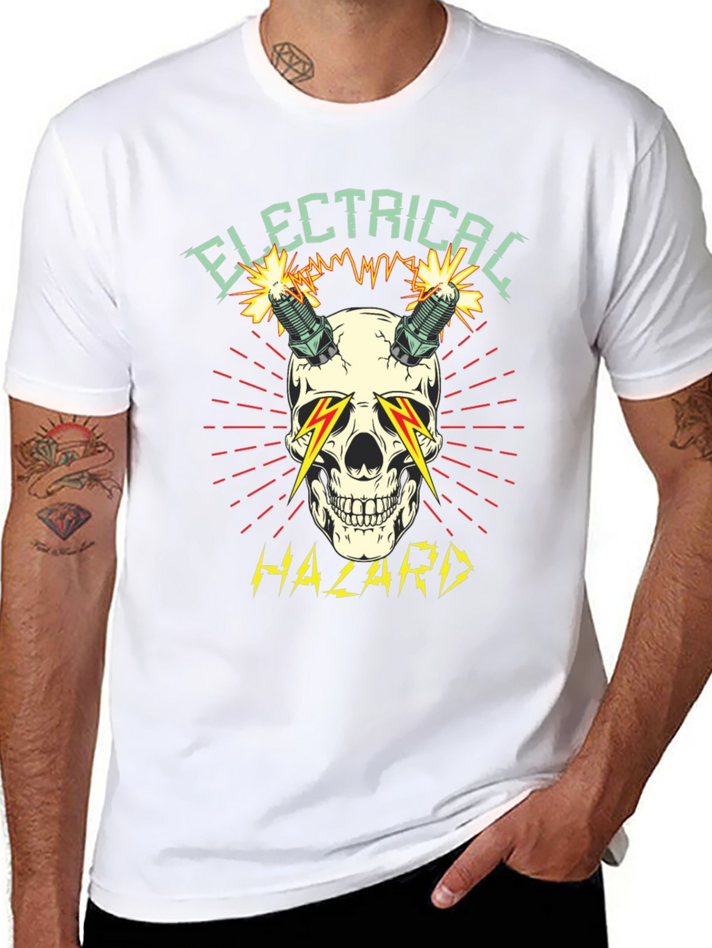 Electrical Hazard Skull Graphic T-Shirt