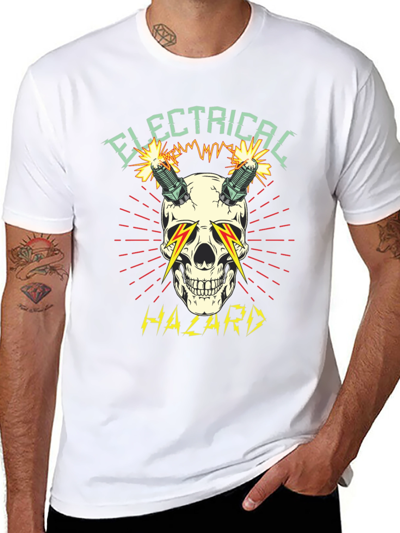 Electrical Hazard Skull Graphic T-Shirt