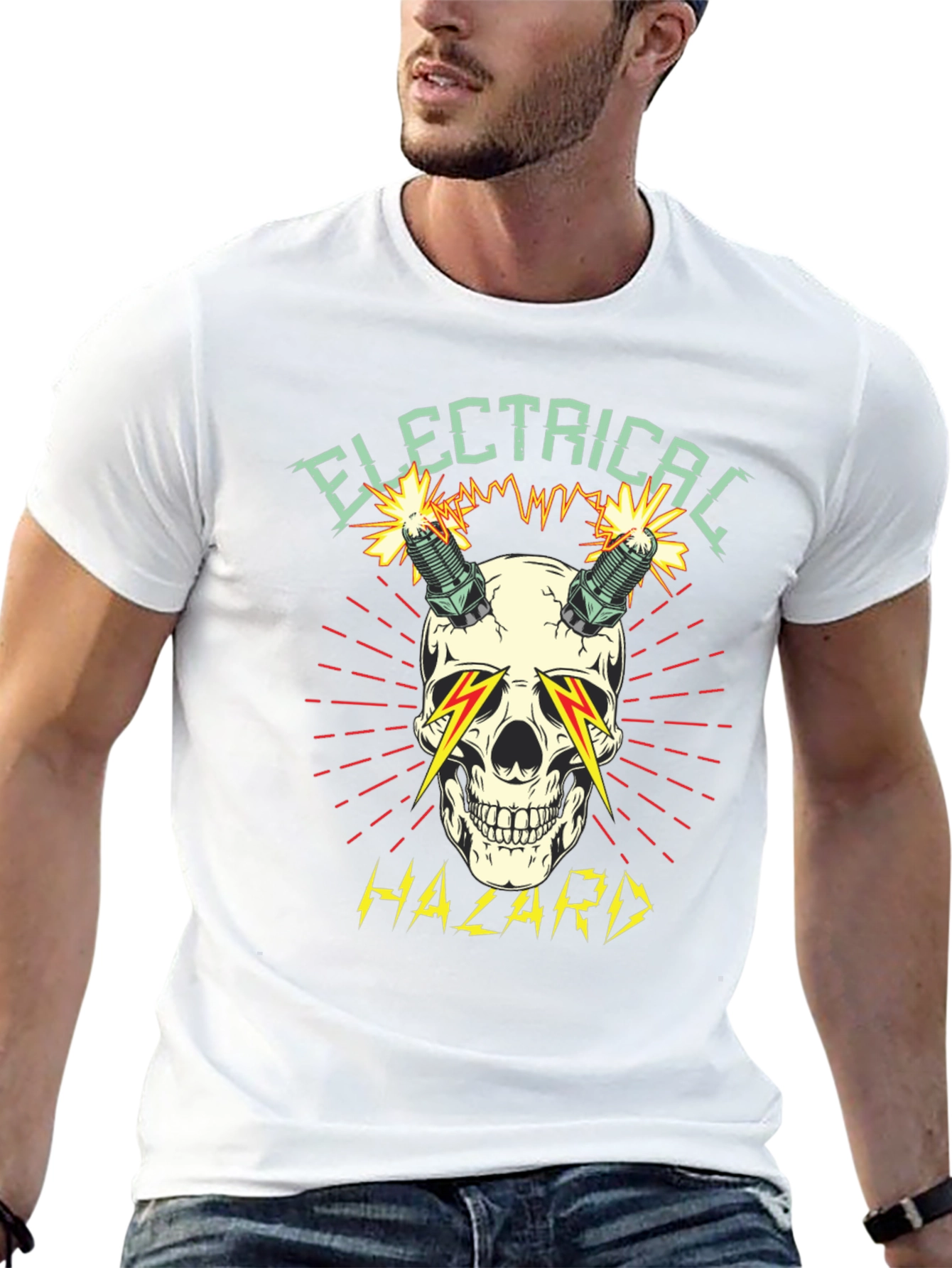 Electrical Hazard Skull Graphic T-Shirt