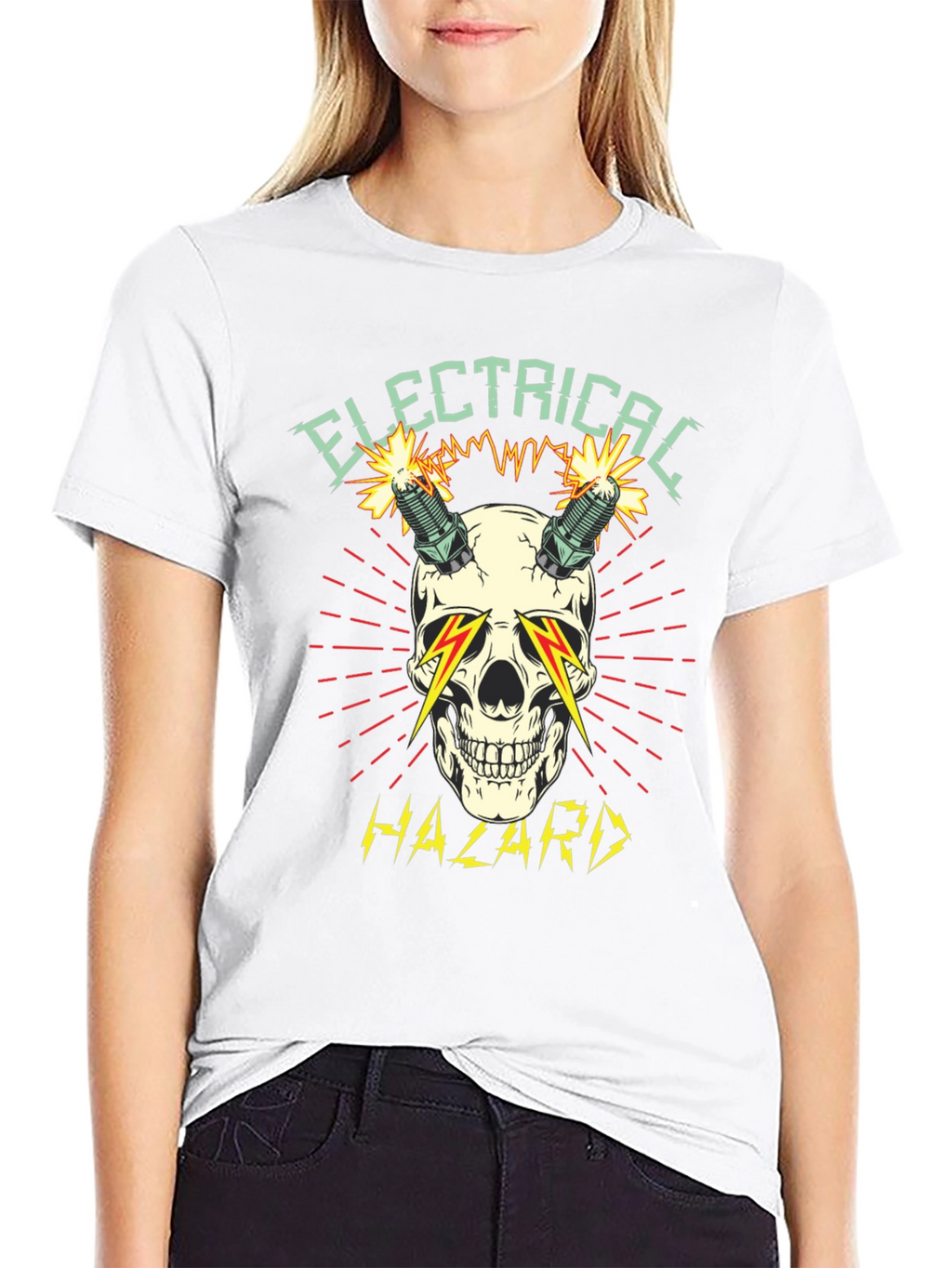 Electrical Hazard Skull Graphic T-Shirt