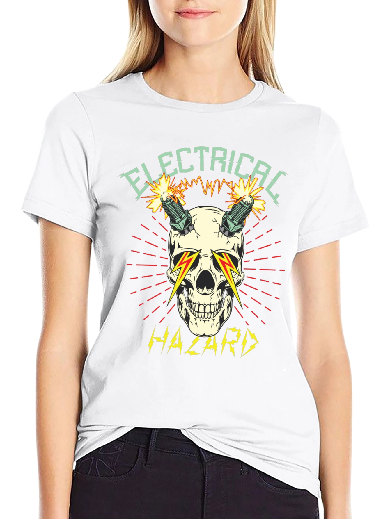 Electrical Hazard Skull Graphic T-Shirt