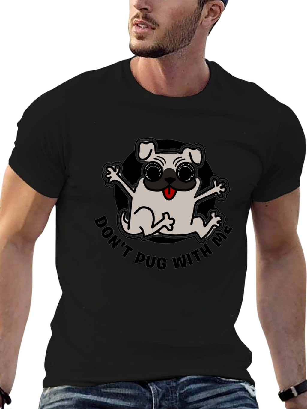 Dont Pug With Me Black T-Shirt