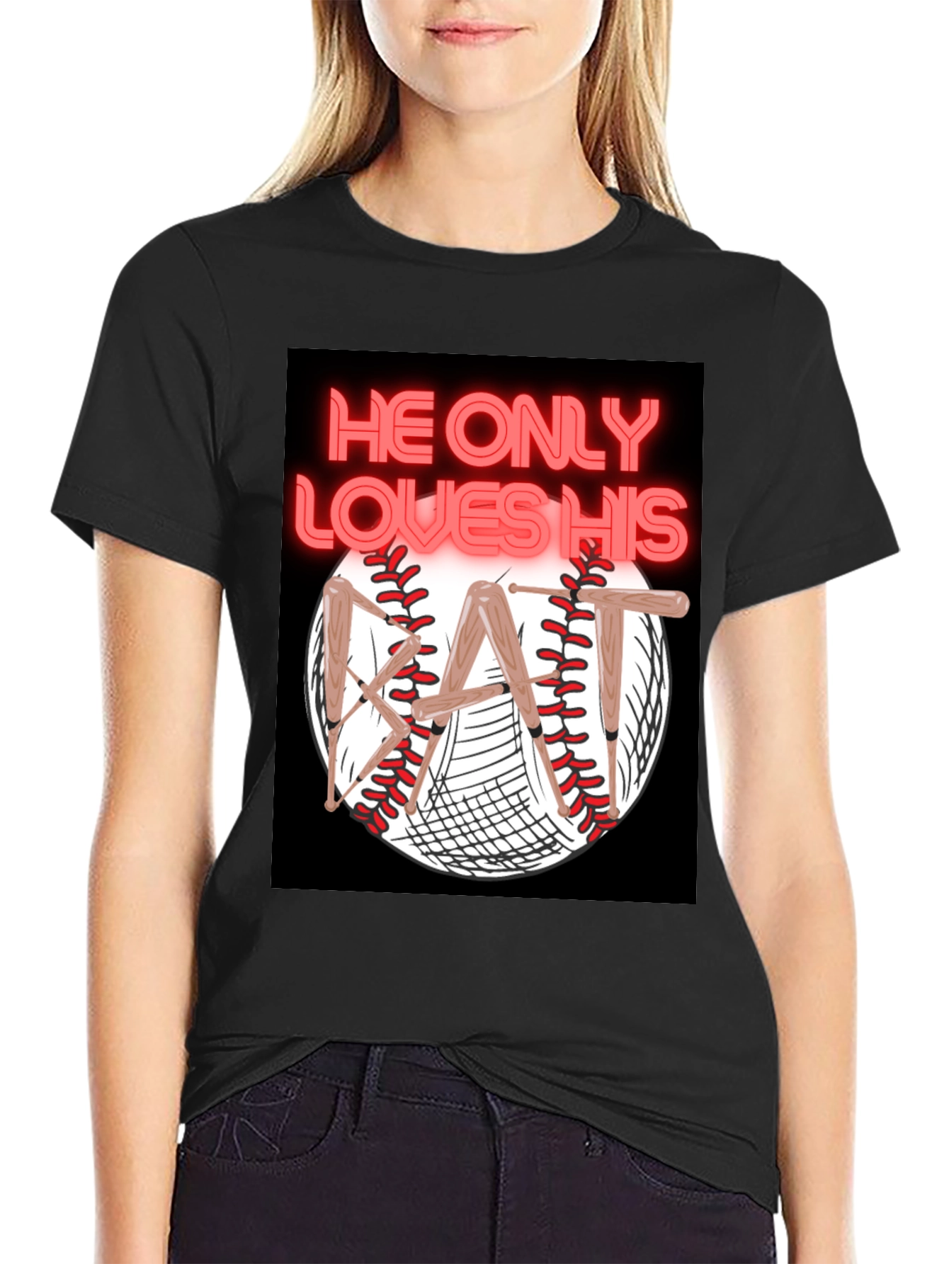 He Only Loves His Bat T-Shirt Baseball Graphic Tee