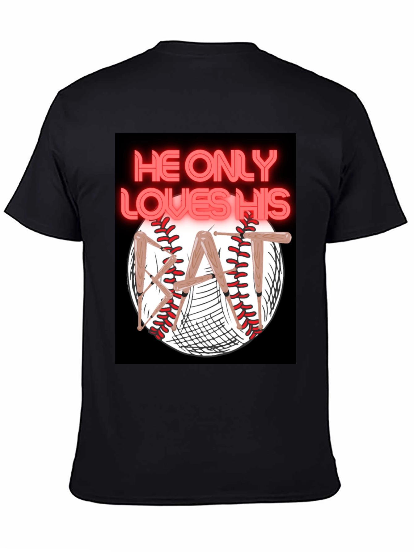 He Only Loves His Bat T-Shirt Baseball Graphic Tee