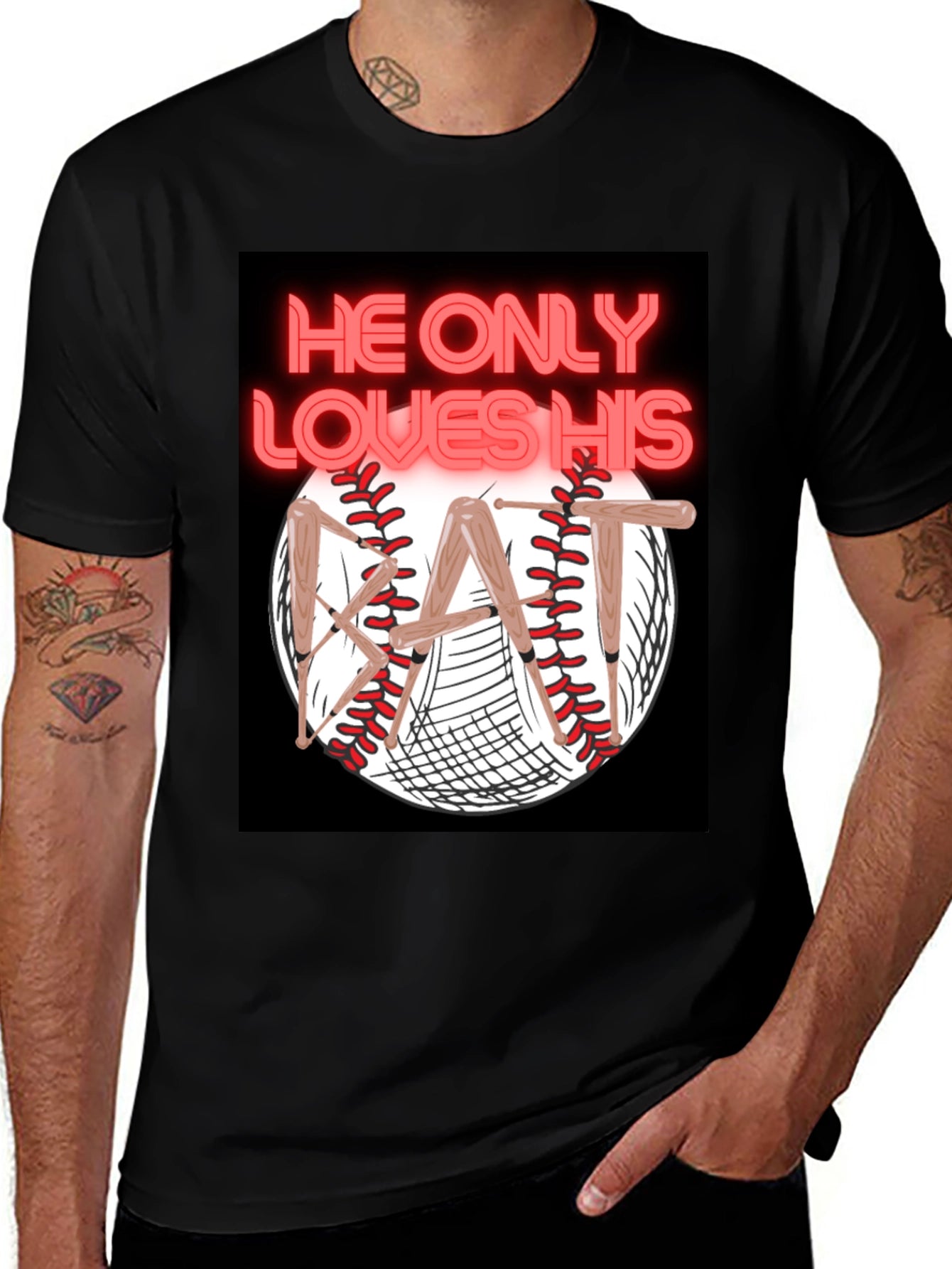 He Only Loves His Bat T-Shirt Baseball Graphic Tee