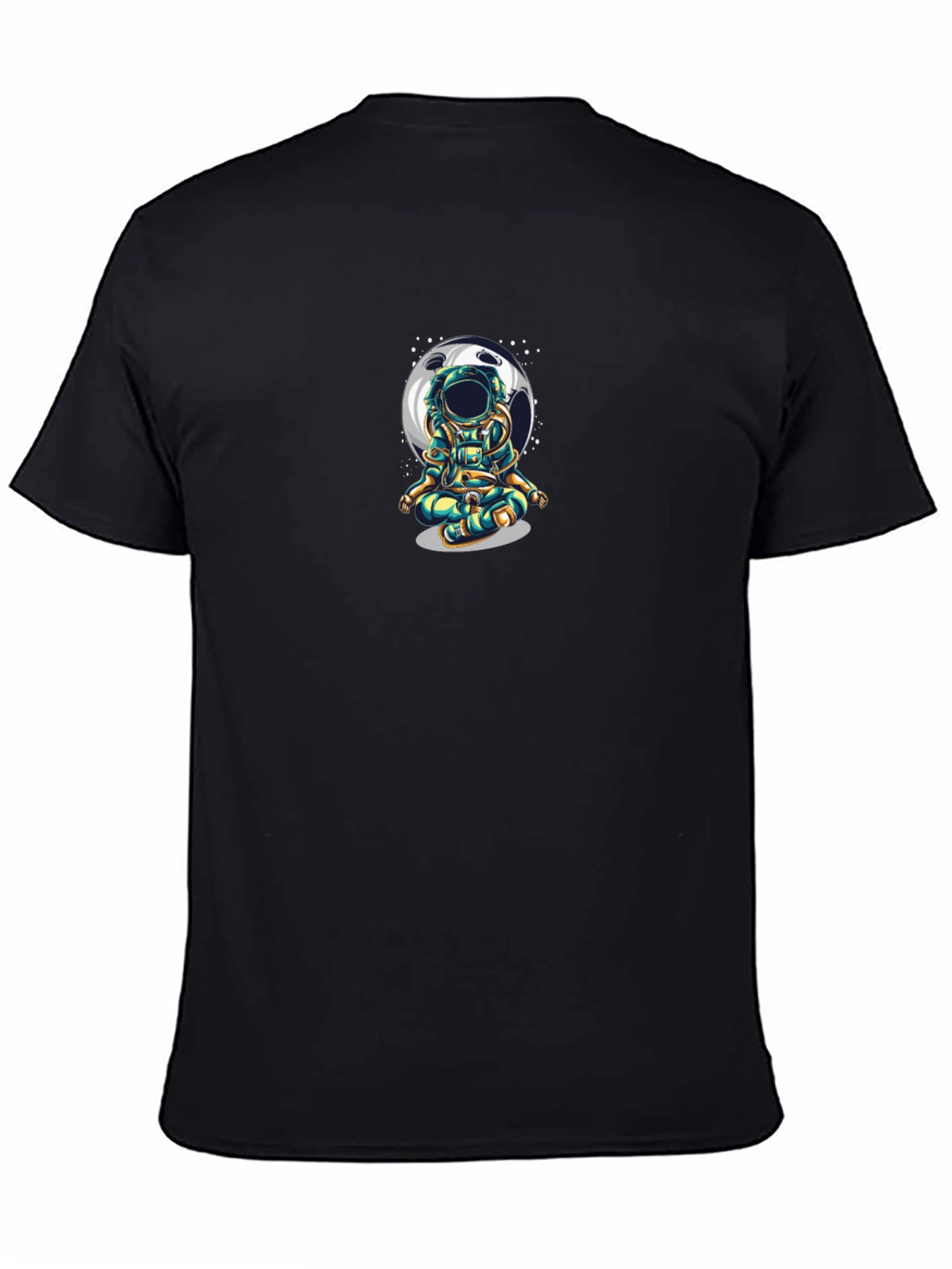 Astronaut Meditating Moon T-Shirt - Black