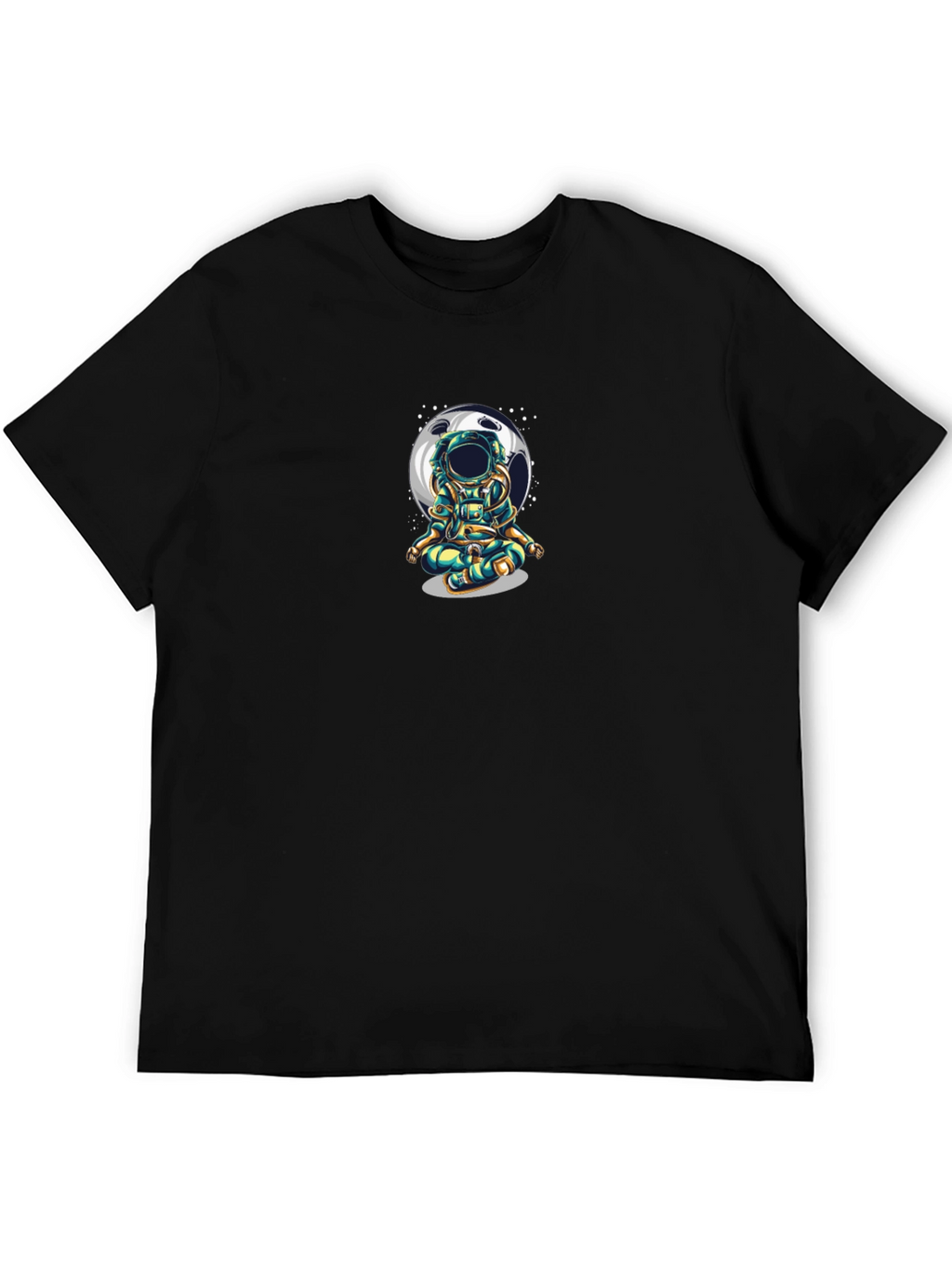Astronaut Meditating Moon T-Shirt - Black