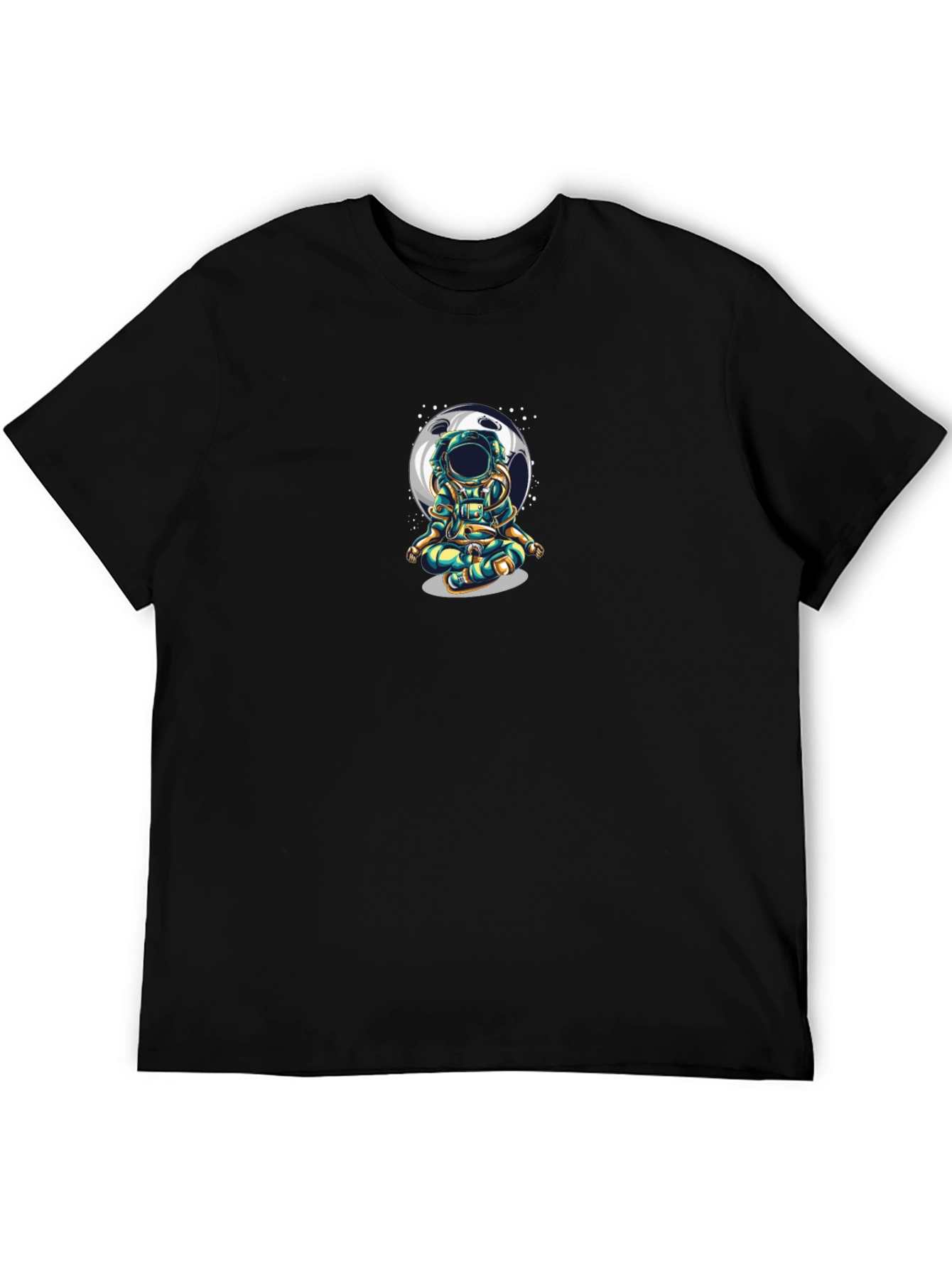 Astronaut Meditating Moon T-Shirt - Black