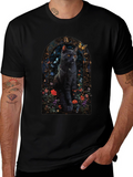 Black Cat Floral Window T-Shirt