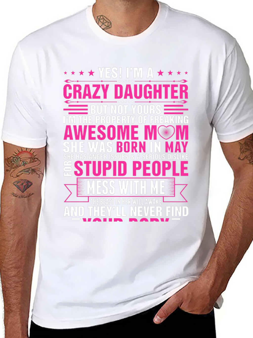 Crazy Daughter Awesome Mom Graphic T-Shirt
