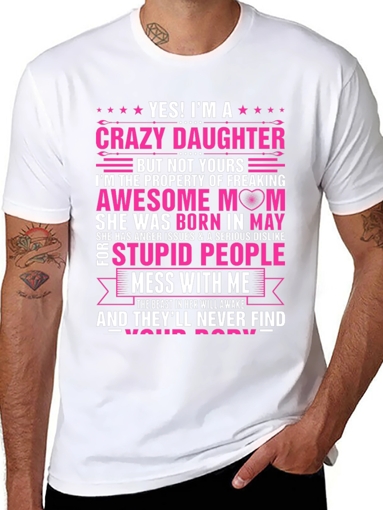 Crazy Daughter Awesome Mom Graphic T-Shirt