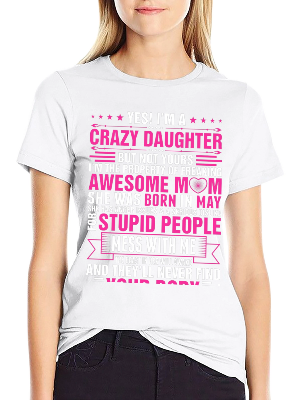Crazy Daughter Awesome Mom Graphic T-Shirt