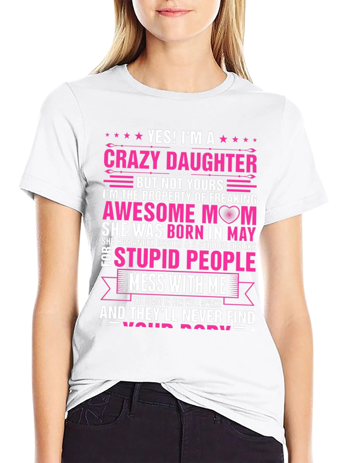 Crazy Daughter Awesome Mom Graphic T-Shirt