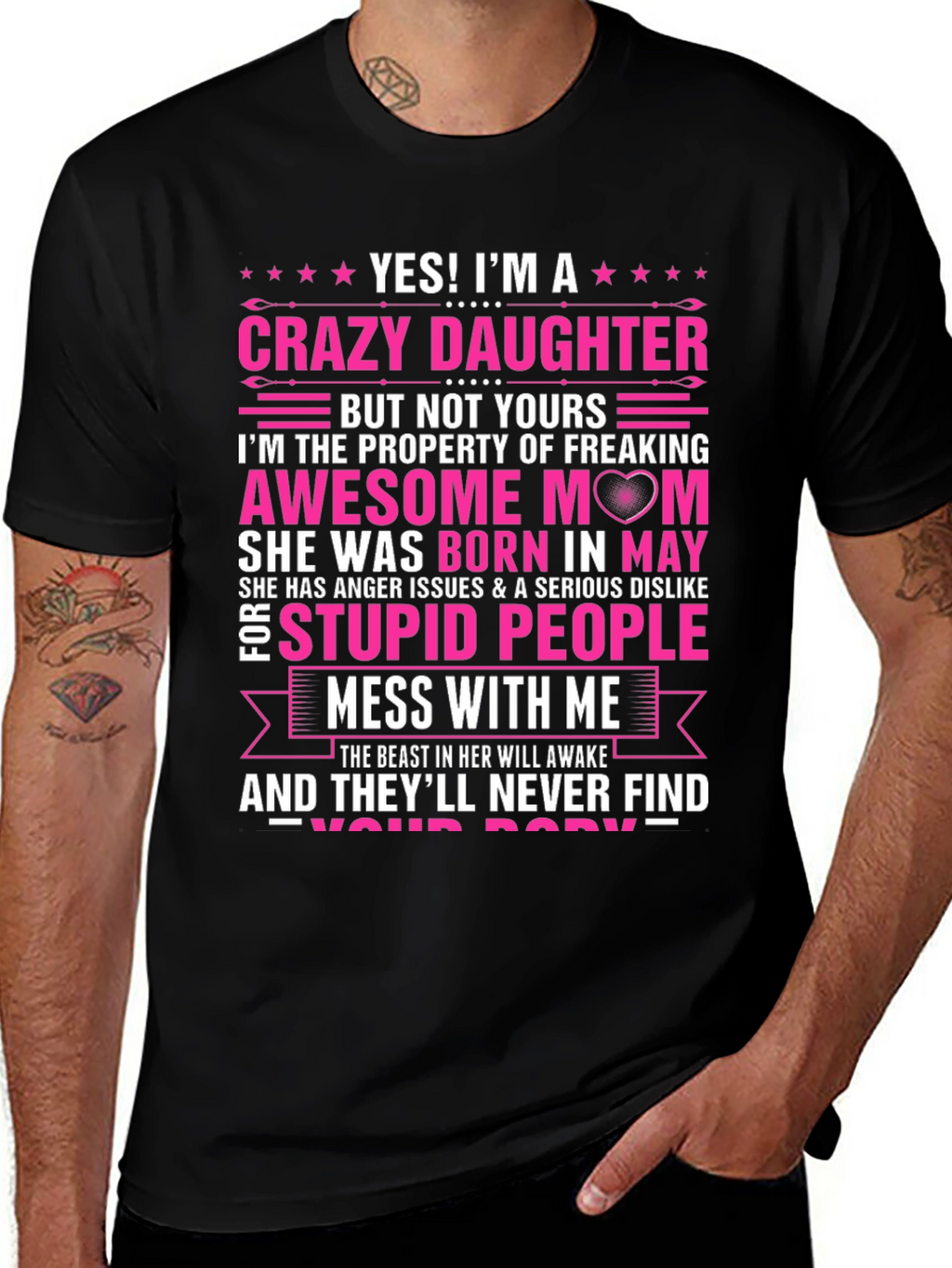Crazy Daughter Awesome Mom Graphic T-Shirt