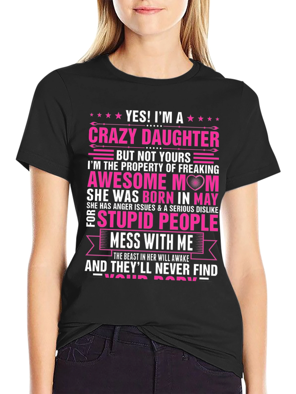 Crazy Daughter Awesome Mom Graphic T-Shirt