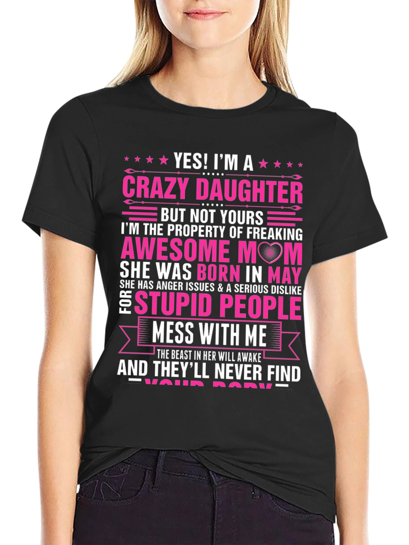 Crazy Daughter Awesome Mom Graphic T-Shirt