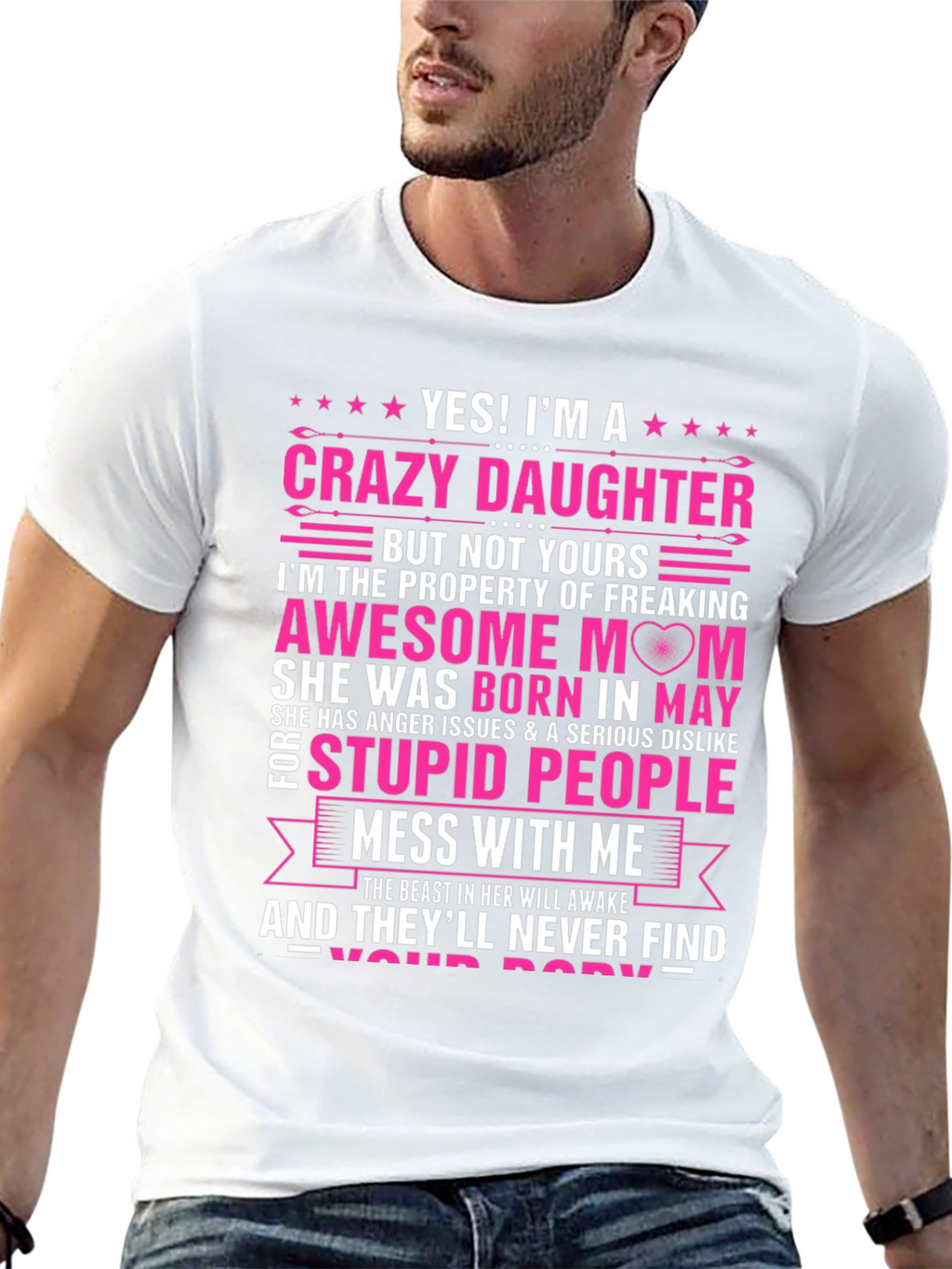 Crazy Daughter Awesome Mom Graphic T-Shirt
