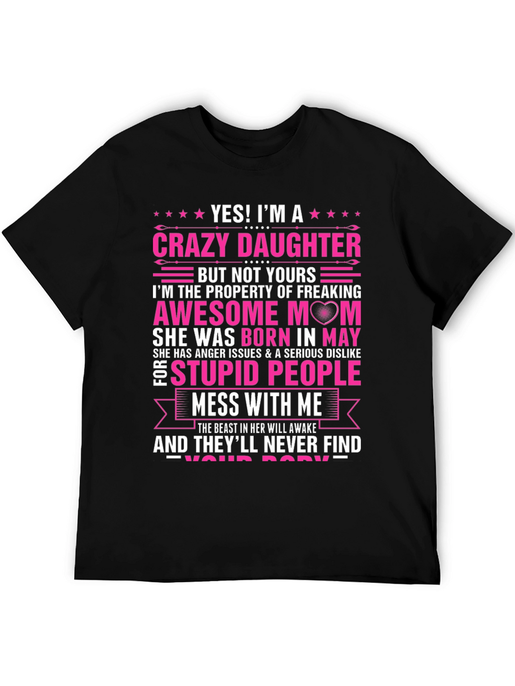 Crazy Daughter Awesome Mom Graphic T-Shirt