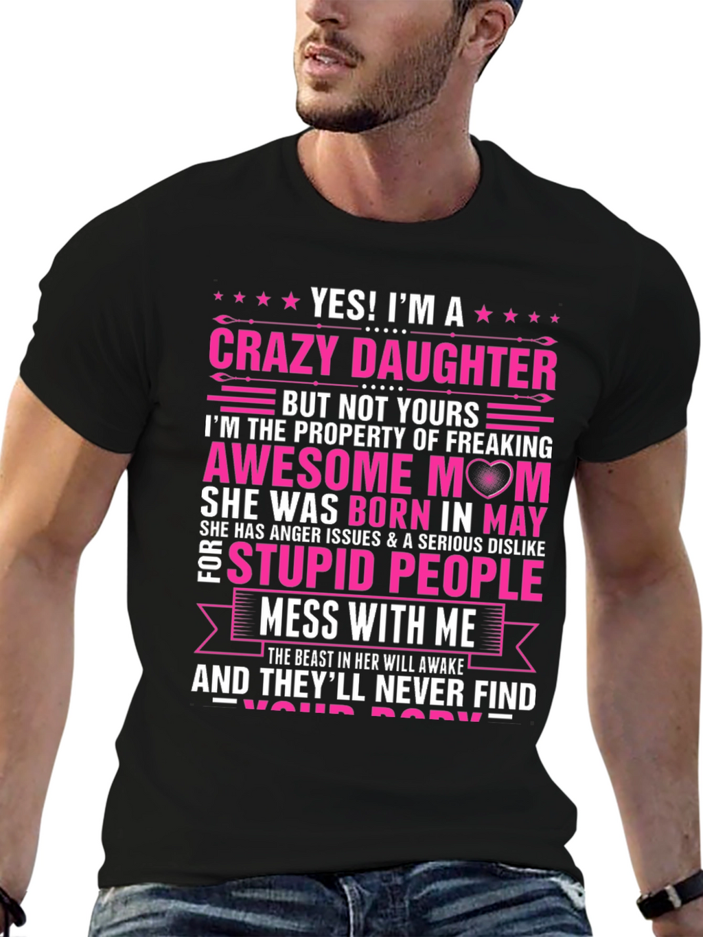 Crazy Daughter Awesome Mom Graphic T-Shirt
