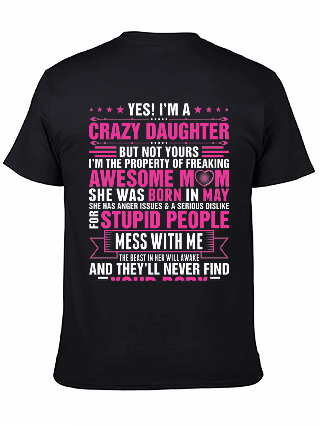 Crazy Daughter Awesome Mom Graphic T-Shirt