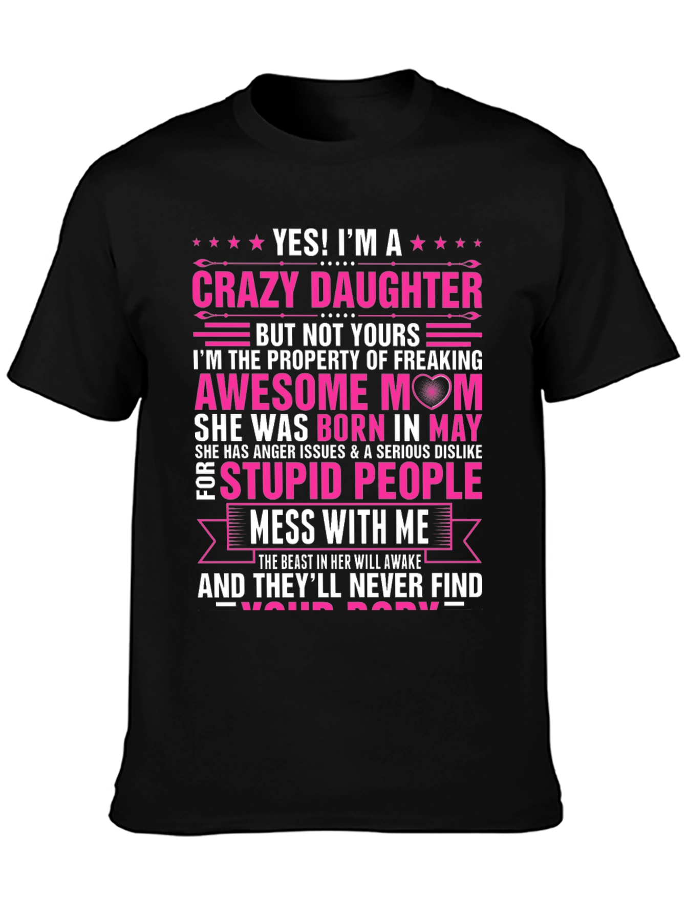 Crazy Daughter Awesome Mom Graphic T-Shirt