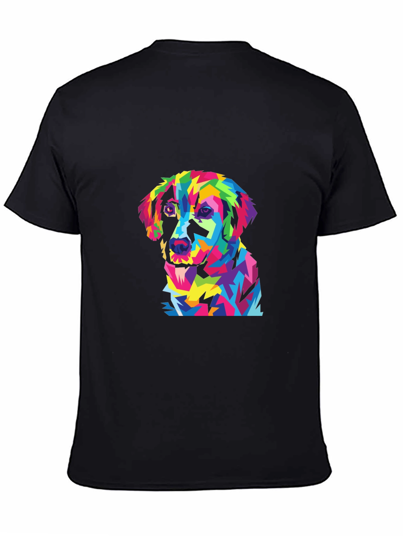 Colorful Dog Graphic Black T-Shirt