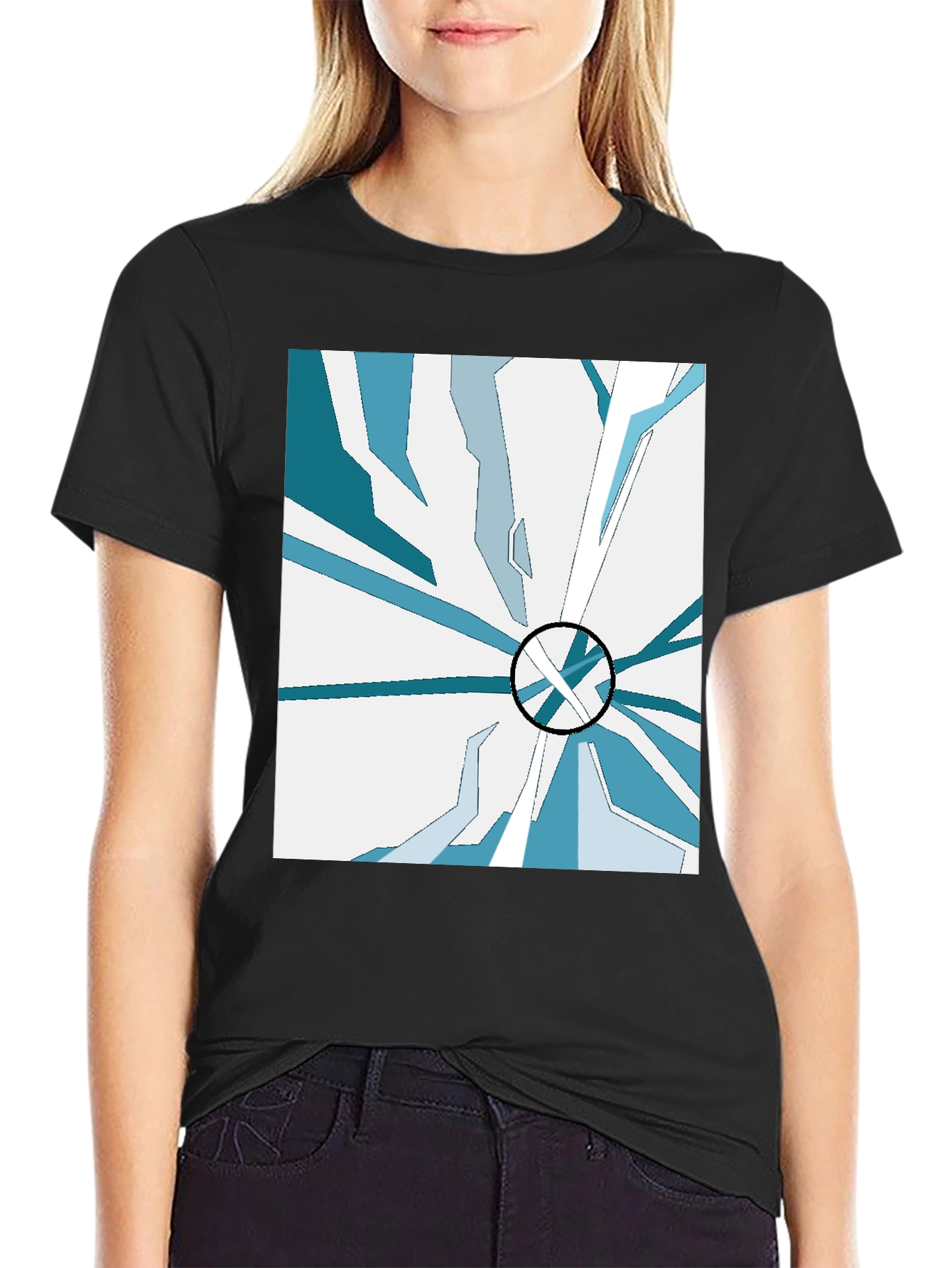 Abstract Ice Design Black T-Shirt