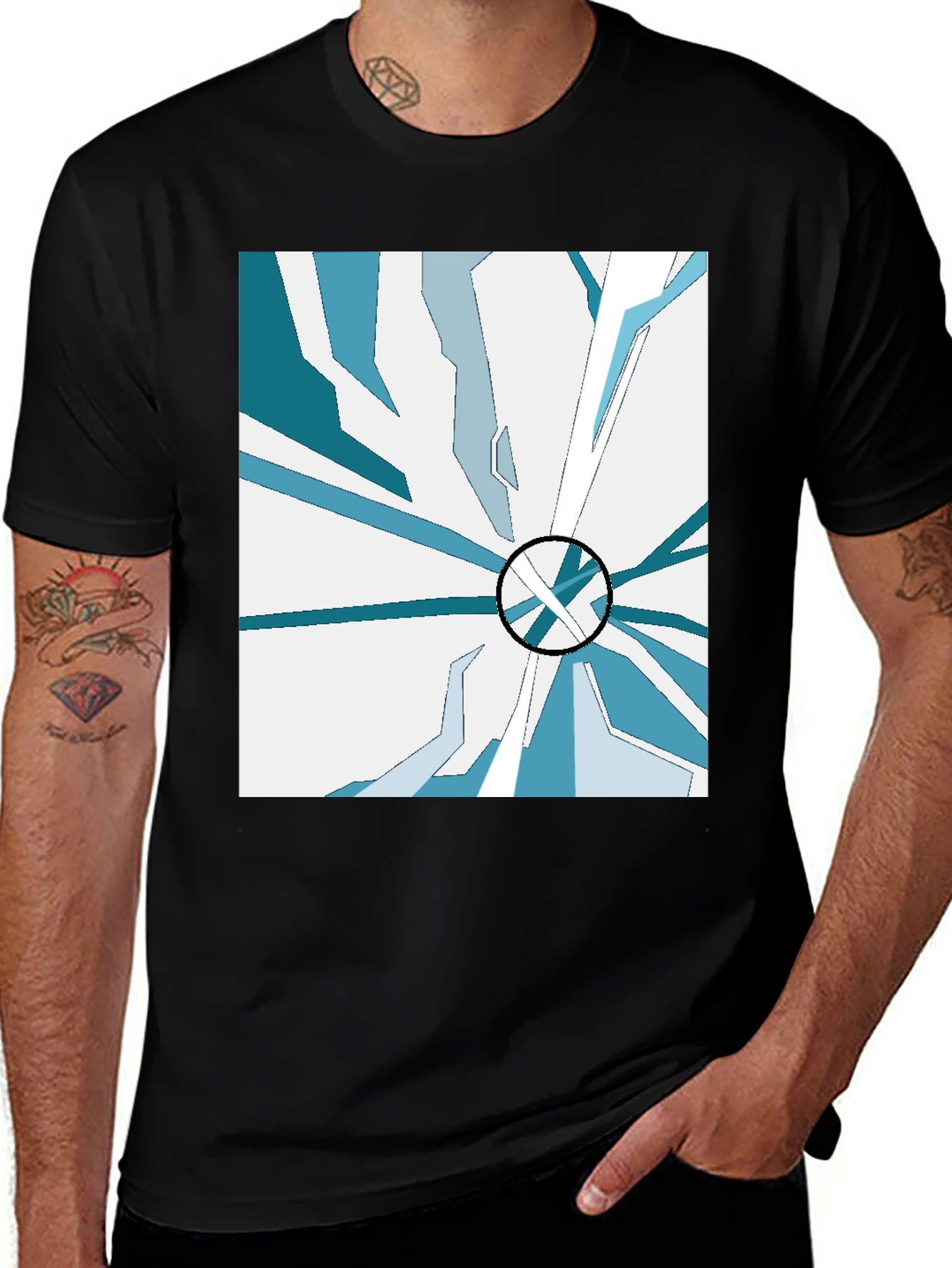 Abstract Ice Design Black T-Shirt