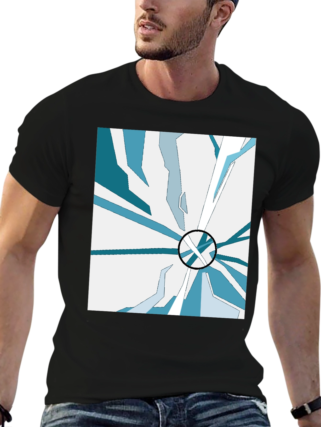 Abstract Ice Design Black T-Shirt