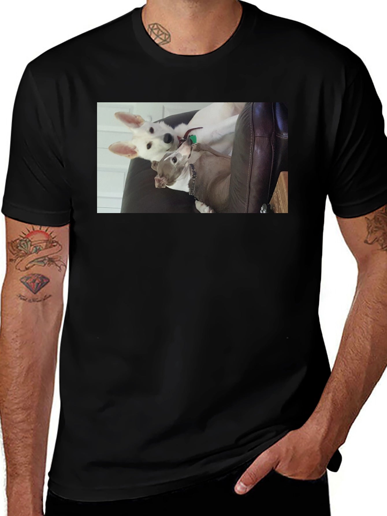 Dogs on Black T-Shirt