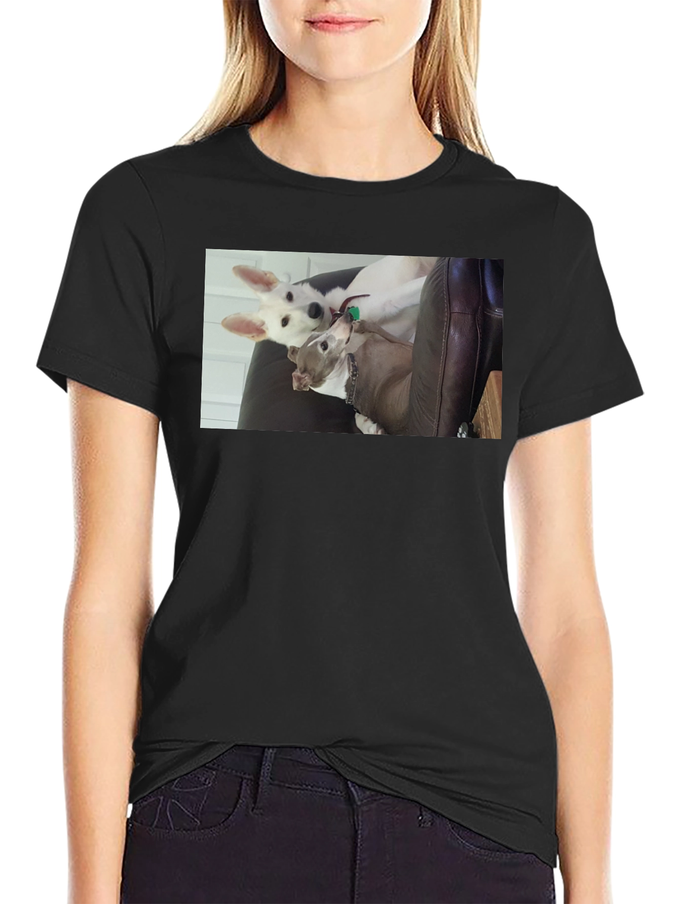 Dogs on Black T-Shirt