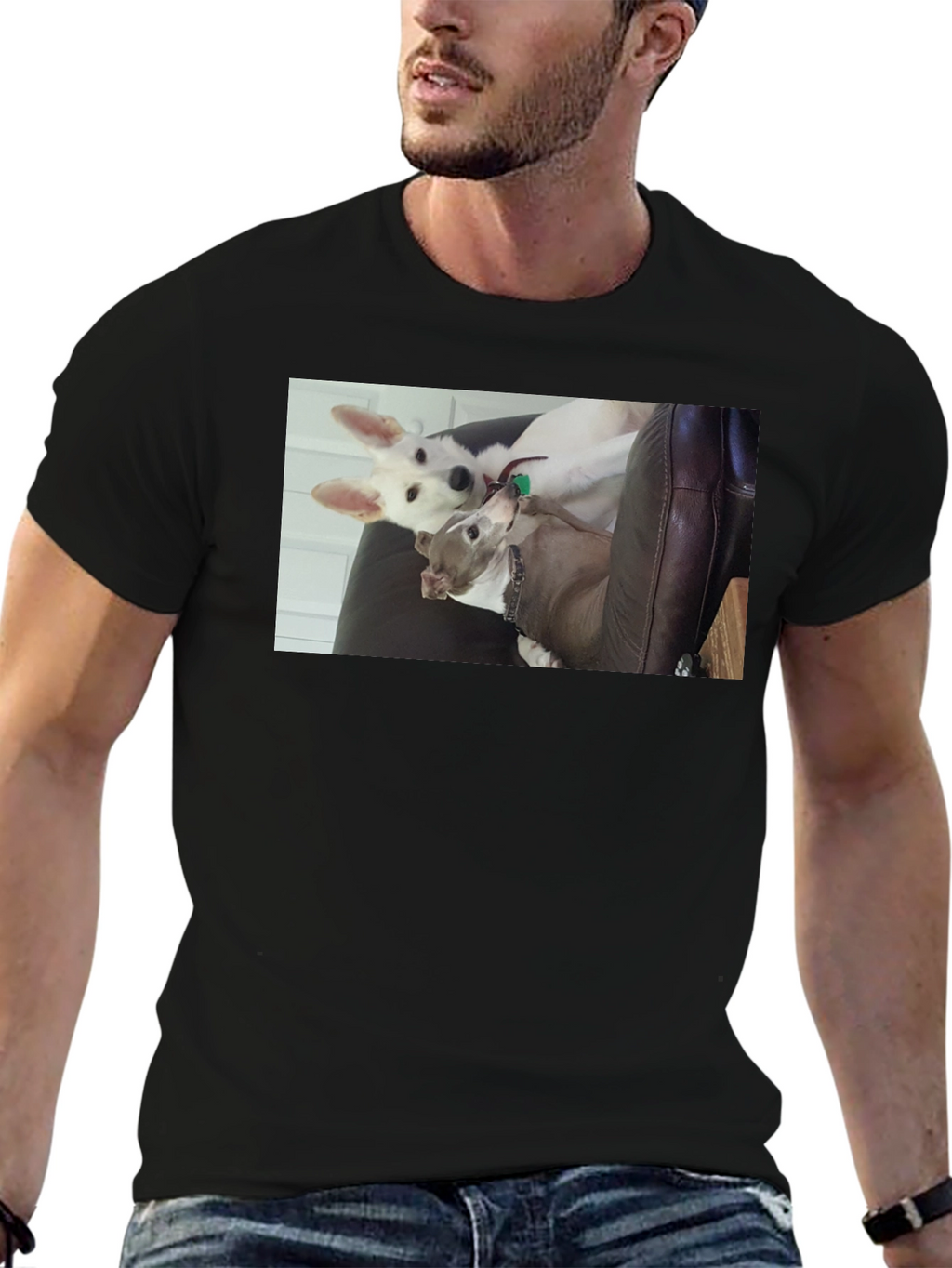 Dogs on Black T-Shirt