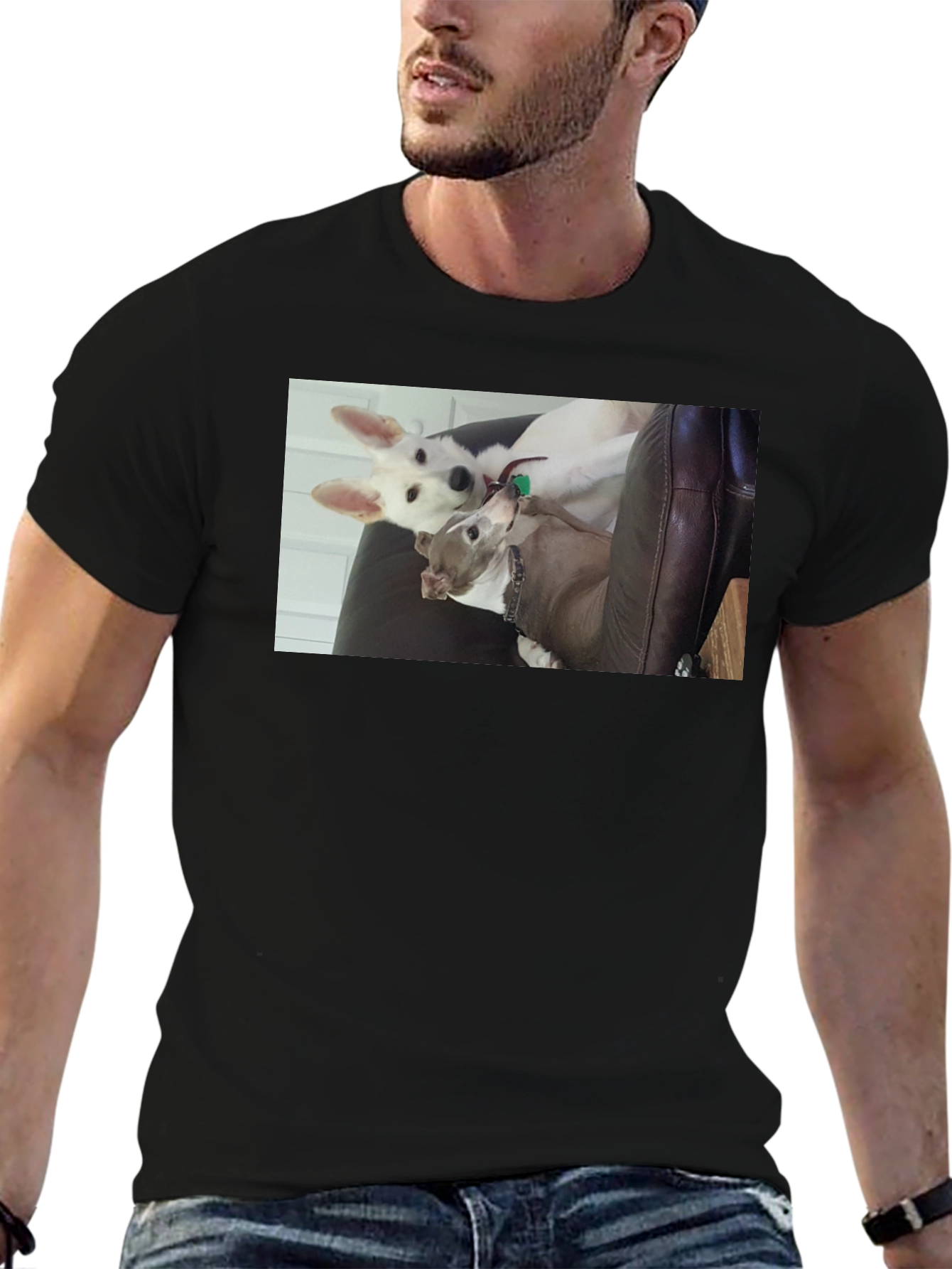 Dogs on Black T-Shirt