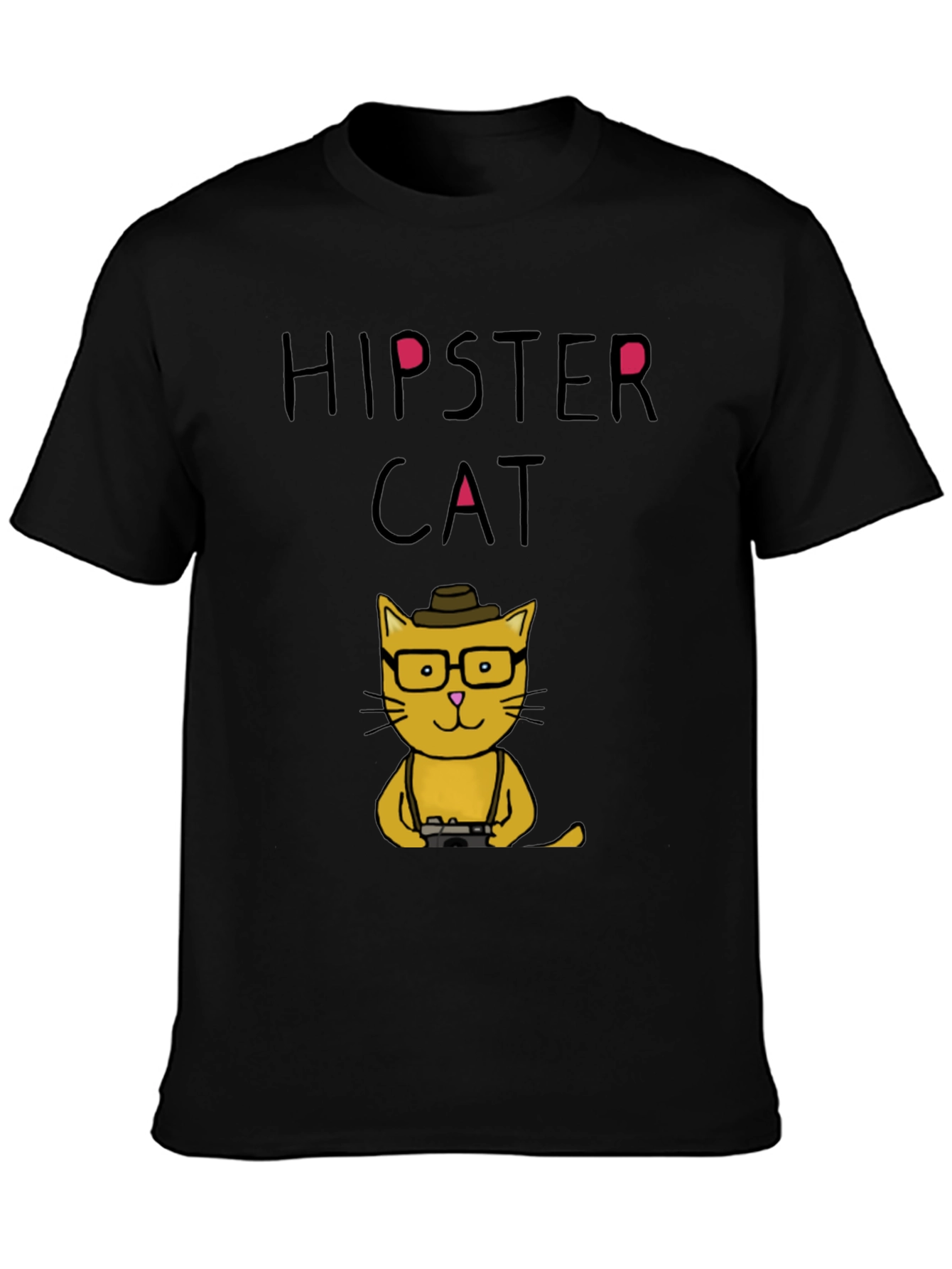 Hipster Cat Graphic T-Shirt