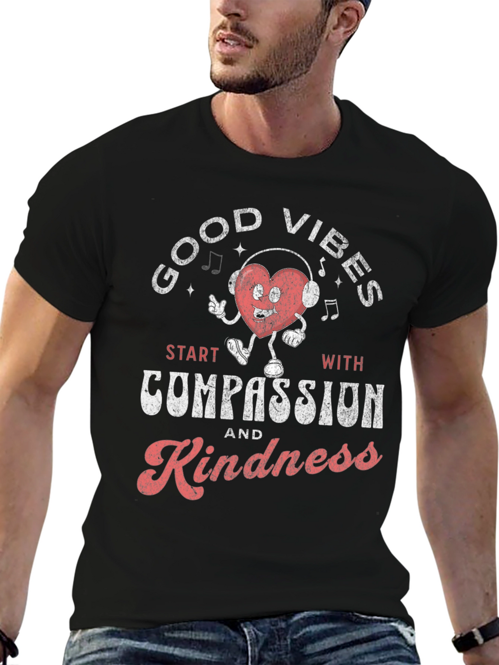 Good Vibes Compassion Kindness Graphic T-Shirt