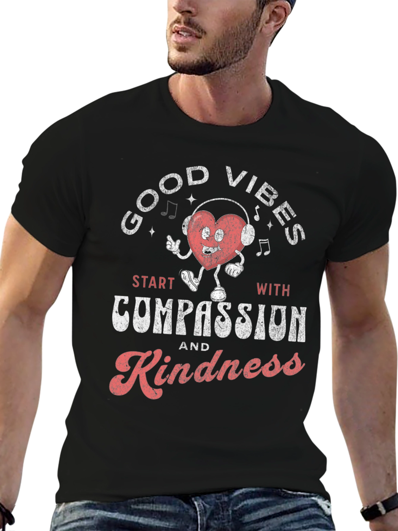 Good Vibes Compassion Kindness Graphic T-Shirt